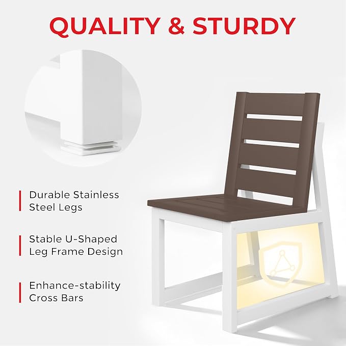 Costaelm Stinson Outdoor Patio HDPE Dining Side Chair, Dark Brown