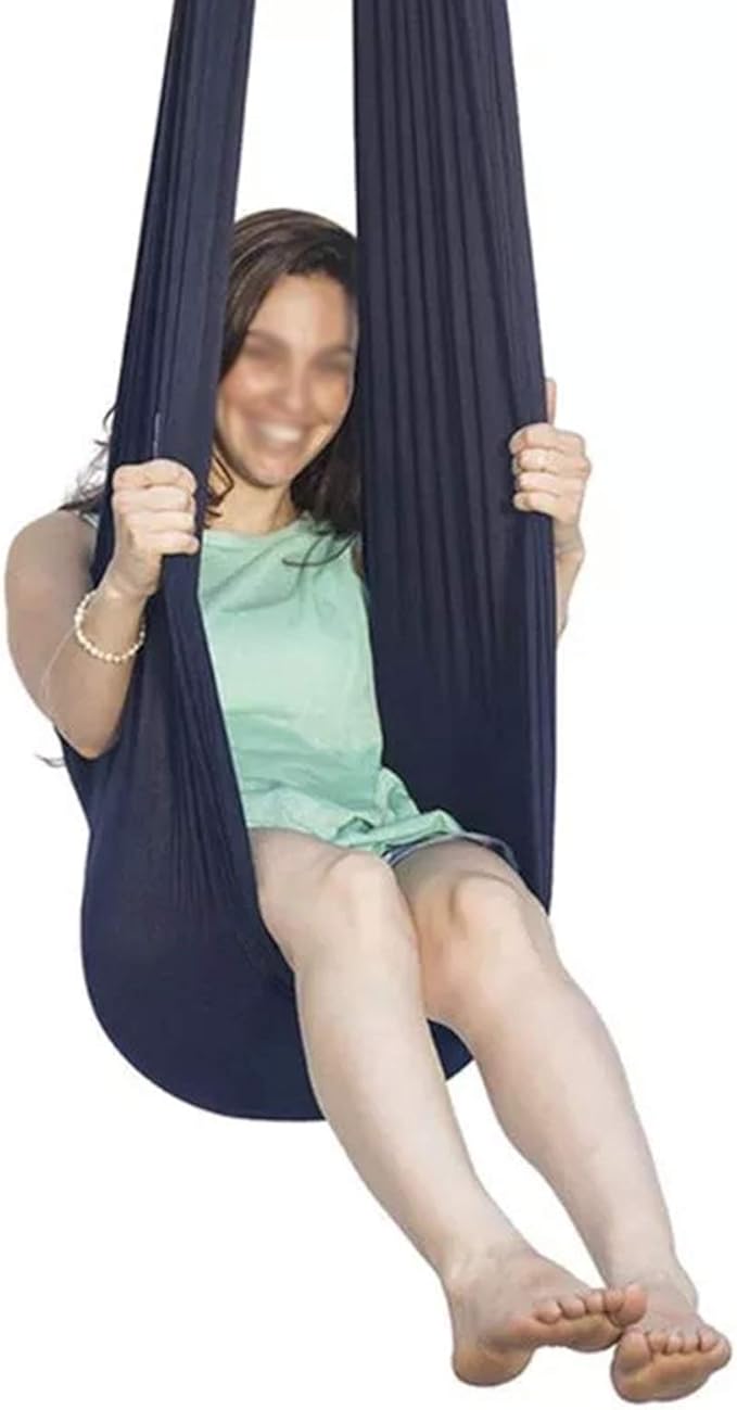 Children Therapy Swing Outdoor Indoor Sensory Cuddle Hammock Load Up to 440LBS Autism ADHD Aspergers Kids Adult Toy Swings (Color : Black, Size : 100 x 280 cm)