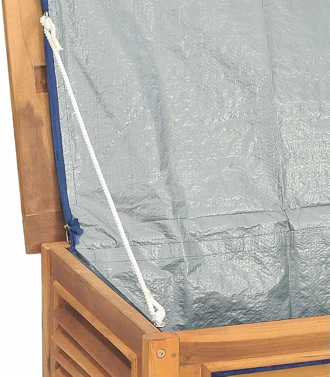 Teak Garden Storage Box Outdoor 59"x59"x22", Solid Teak Wood Deckbox for Patio Cushions & Tools, Louvered Doors Ventilated Brown Outdoor Storage Bench for Backyard, Porch and Balcony