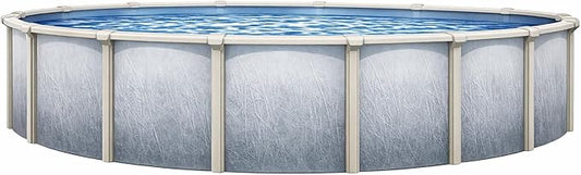 Lake Effect Pools 'Bermuda' 18 ft Round Above Ground Swimming Pool | 48 Inch Walls | 6" Steel Top Ledge | Bundle Includes: 25 Gauge Overlap Liner & Widemouth Skimmer