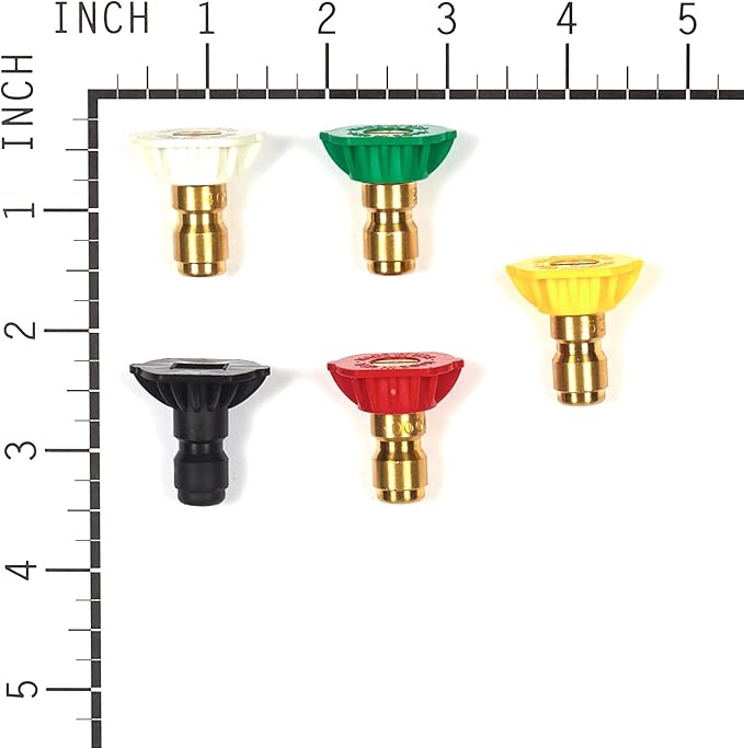 Briggs & Stratton Quick-Connect Nozzle Spray Tips Kit with 5 Tips, Includes 4 High Pressure Spray Patterns & 1 Cleaning Solution Spray Tip, Multicolor