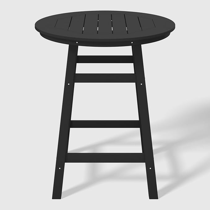 WestinTrends Outdoor 35" HDPE Round Patio Counter Height Bar Table, Black
