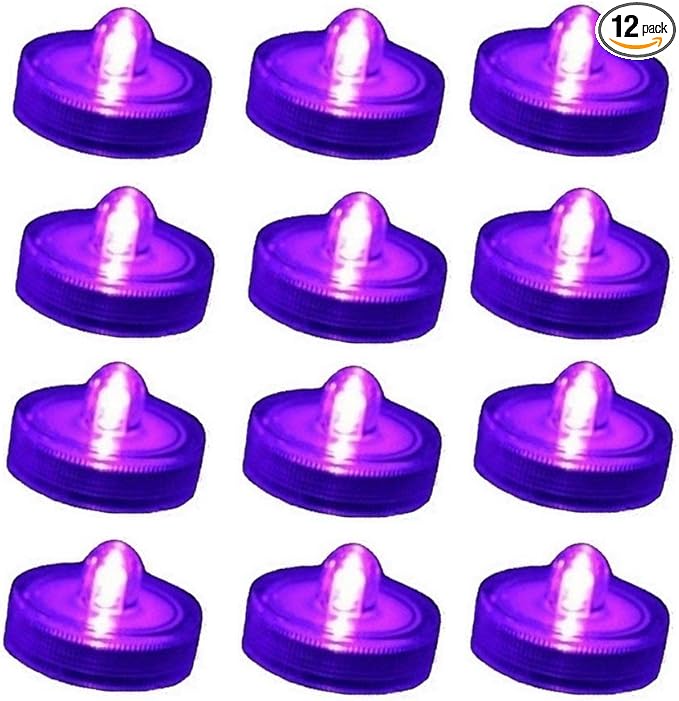 Halloween Pumpkin Lights Decoration,LED Battery Flameless Tea Light, Submersible Tea Candle Waterproof Decorations Underwater Vase Light for Party and Wedding, 12 Pcs