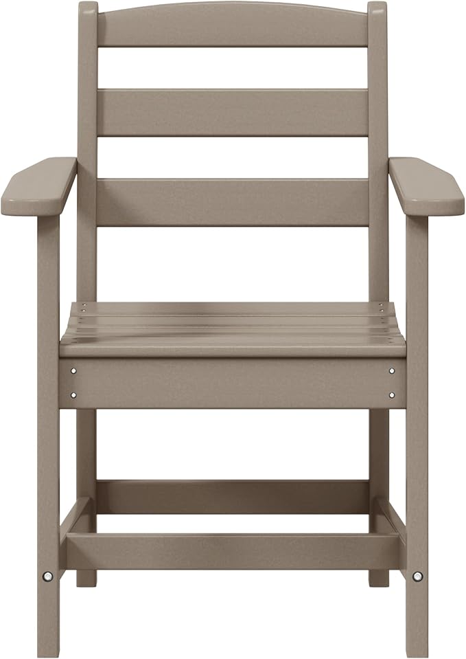 WestinTrends Ashore Outdoor HDPE Patio Classic Dining Arm Chair, Weathered Wood