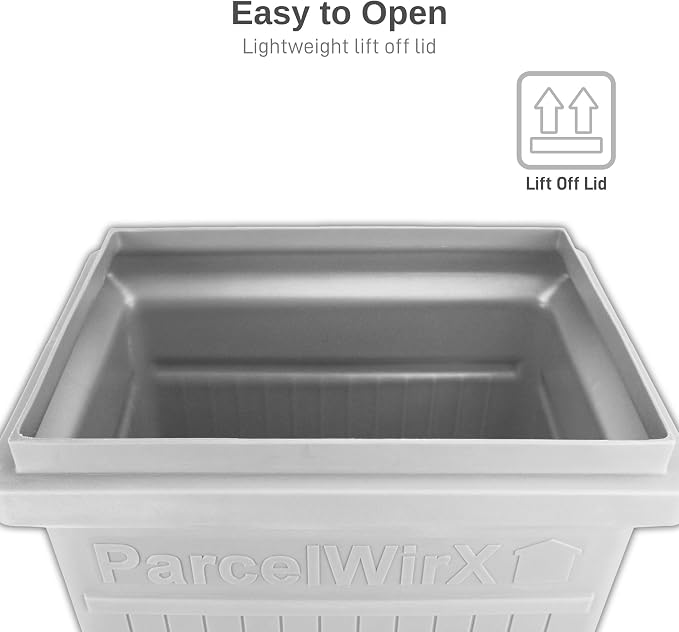 RTS Home Accents ParcelWirx Premium Vertical Storage Cabinet/Package Delivery Box with Lift Off Lid, Slate Grey