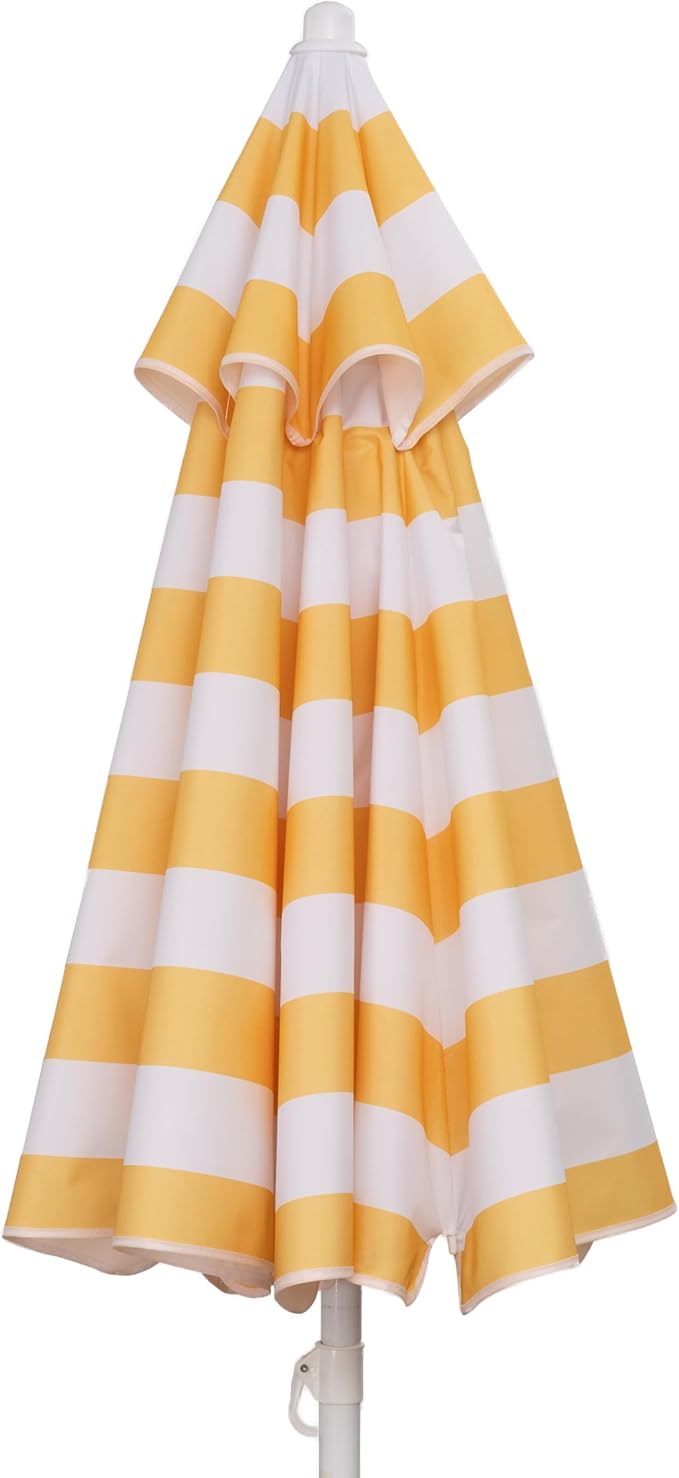 PICNIC TIME 5.5 Ft Portable Beach Umbrella, Lightweight UV Protection Sunshade with Tilt Pole & Carry Bag, Outdoor Canopy Umbrella for Beach, Sand, Pool, Patio, Camping, Travel, or Backyard Shade, (Yellow Cabana Stripe)