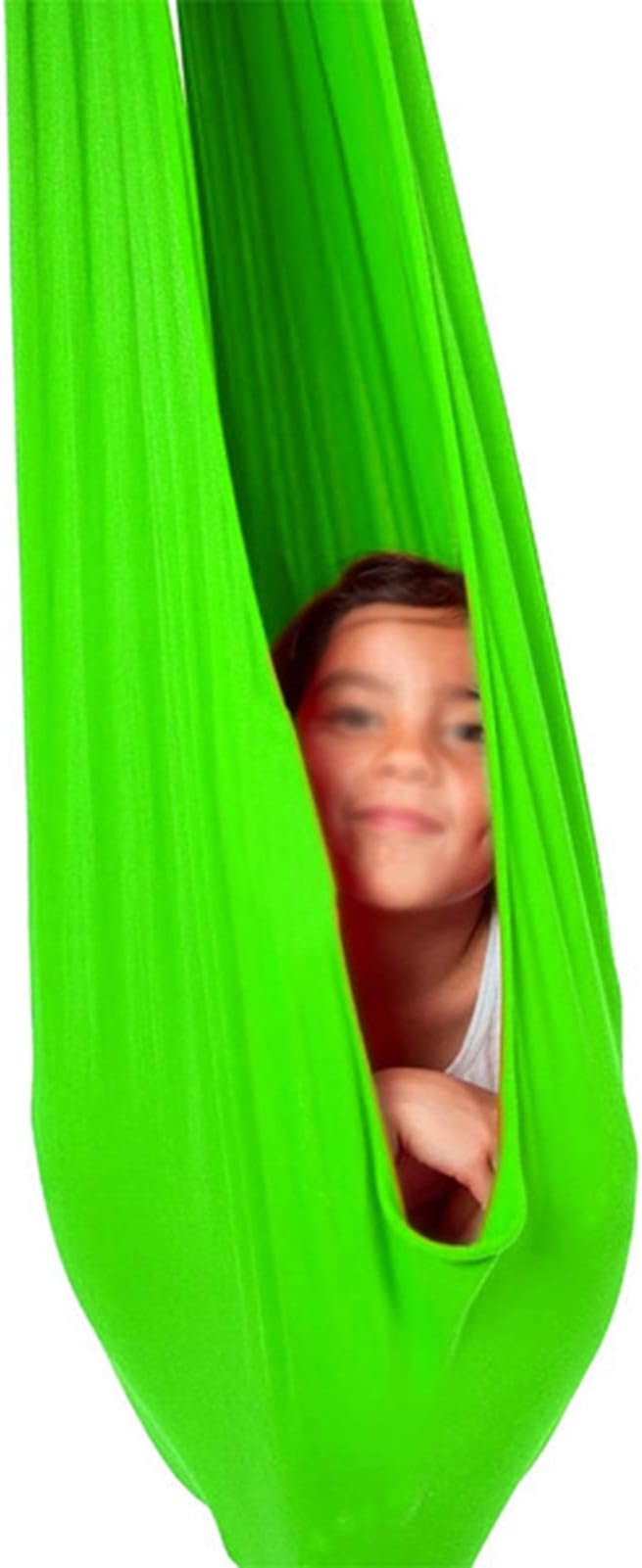 Kids Swing Hammock for Autism ADHD ADD Up to 100kg Sensory Child Elastic Parcel Steady Seat Cuddle Swing (Color : Green, Size : 150 x 280 cm (L x W).)