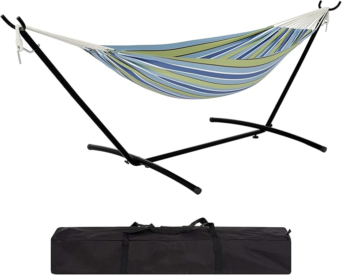 2-Person Hammock Suite with Collapsible Steel Frame – Backyard Oasis & Camping Essential (450lb Support, UV-Resistant + Storage Bag)