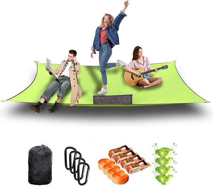 Large Square Hammock 13Ft Multi Person Hammock, Extra Large Sky Camping Hammock for Up to 2-3 Adults/Kids with 4 Ratchetsand Storage Bags