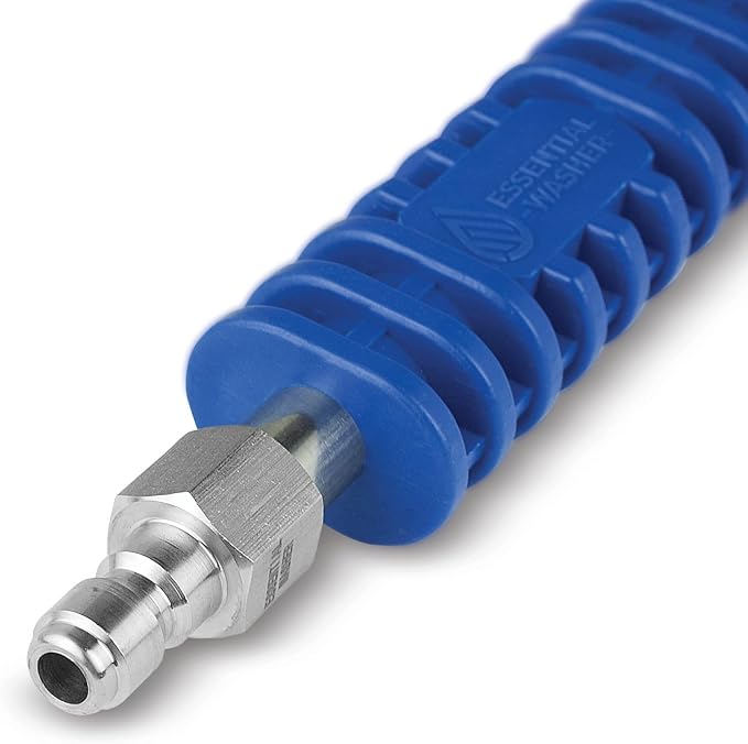 ESSENTIAL WASHER 18" Pressure Washer Extension Wand - Stainless Steel Power Washer Wand with Molded Grip - Short Pressure Washer Wand Replacement - Stainless Steel 1/4” QC Plug & Coupler Preinstalled