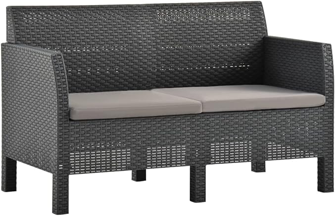Backyard Furniture Patio Conversation Sets Outdoor Seating 2 Piece Patio Lounge Set with Cushions PP Rattan Anthracite Suitable for Swimming Pool, Courtyard, Garden