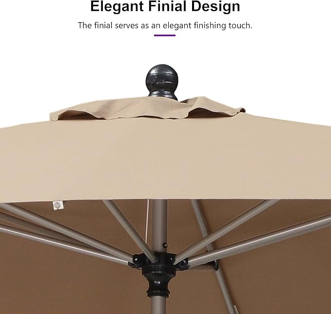 PURPLE LEAF 6.5' x 6.5' Square Patio Umbrella with Tilt Adjustment, Outdoor Table Umbrella Champagne Aluminum Frame, Market Umbrella Pool Umbrella for Deck Garden, Patio, or Lawn