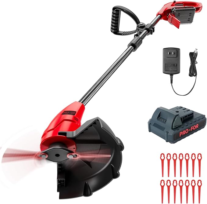 20V Lightweight Stringless Grass Trimmer, Battery Powered Weed Eater, Cordless Electric Weed Trimmer with Battery and Charger