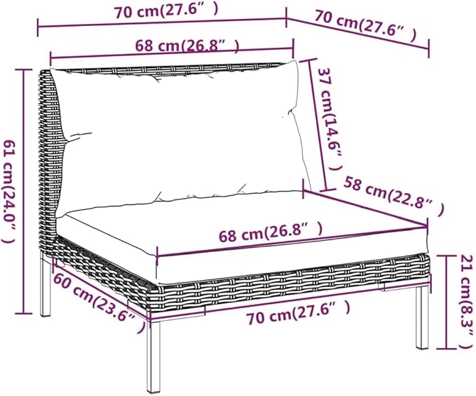 Patio Lounge Set with Cushions,Outdoor Table and Chairs Set,Terrace Conversation Set Furniture,Outdoor Furniture,for Garden,Backyard,5 Piece Poly Rattan Dark Gray
