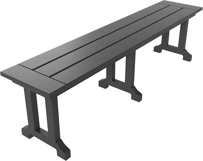WO Home Furniture Adirondack Patio Dining Chair Table Bench Set of 6 PCS Rectangle Dinner Table Dining Armless Chairs (Gray)