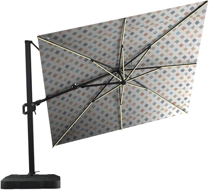 Midtown Umbrellas 9x9 Ft Outdoor Cantilever Patio Umbrella w/Sunbrella Forrest Green Fabric - Tilt 360° Rotate Offset Patio Umbrella, Deck Patio Umbrella, Backyard Umbrella & Garden Umbrella - Black Frame