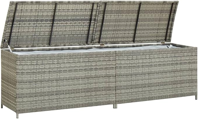 Patio Storage Box Poly Rattan 78.7"x19.6"x23.6" Gray Patio Garden Outdoor Storage Container, Furniture Deck box (Weight:40.12 lbs)