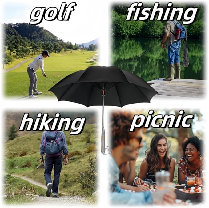 Umbrella with Fan & Mist Spray - Rechargeable UV Protective Cooling Umbrella for Patio, Beach, Travel | Portable Misting System & Detachable Water Bottle Included