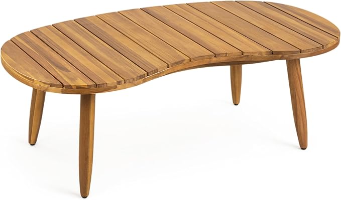 Christopher Knight Home Havets 2 Piece Patio Conversation Sets, Outdoor Acacia Wood Patio Seating Group,Woven Rope Loveseat with Cushions and Coffee Table for Porch Garden Backyard Balcony, Teak+Beige