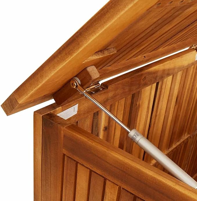 Solid Acacia Wood Outdoor Storage Box, 68.9 x 31.5 x 29.5 in, Waterproof Storage Box with Zipper, Natural Finish for Patio, Garden, or Living Room