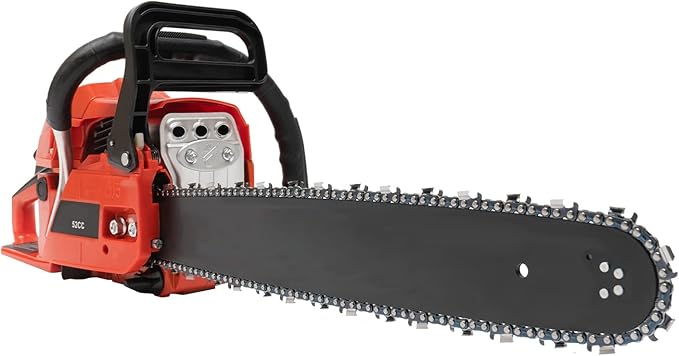 Top Handle Gas Chainsaws, 20 Inch Bar Power Chain Saws, Cycle Gas Powered Chainsaw, Chainsaw 2 Stroke Handed Petrol Gasoline Chain with Tool Bag, Gas Chain Saw for Cutting Wood Pruning Branches(52cc)