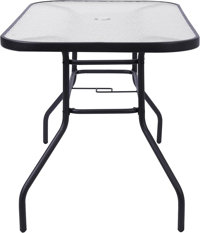 Merrick Lane Bardwell 5 Piece Outdoor Dining Table Set for 4 with Glass-Top Patio Table and 4 Stack Chairs with Flex Comfort Material in Gray