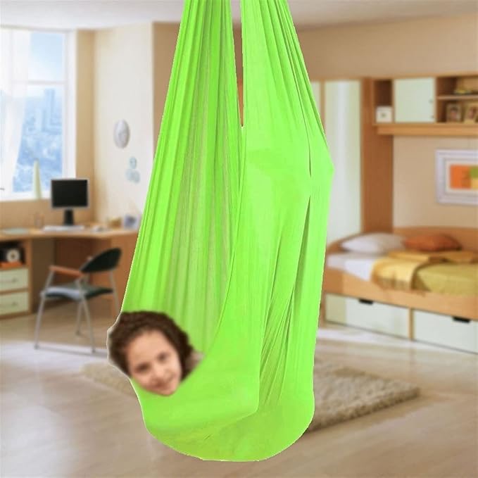 Therapy Hammock Outside, Vertical Stability Training Kids Sensory Suspended Swing for Autism, Up to 440 Lbs (200 Kg) (Color : Fruit Green, Size : 100x280cm/39x110in)