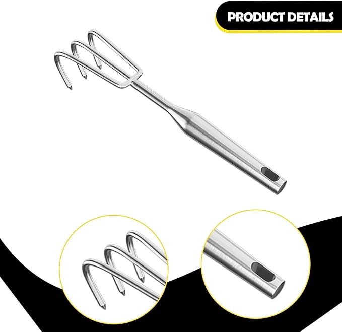 Hand Rake Stainless Steel Heavy Duty Garden Rake Weeding Tool Ergonomic Claw Rake Soil Tiller Portable Planting Rake Suitable for Flower Beds Yard Wor , 3 Tine