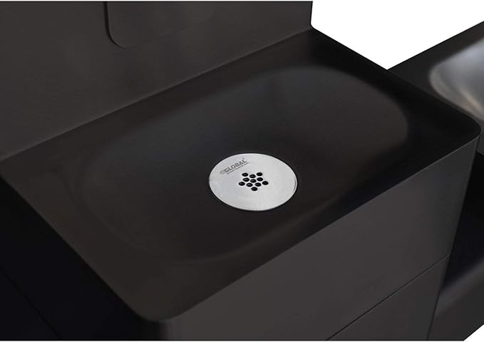 Global Industrial Outdoor Drinking Fountain with Bottle Filling Station, 30-7/8"W x 10-1/4"D x 60-1/4"H, 316 Stainless Steel with Black Powder Coat Finish