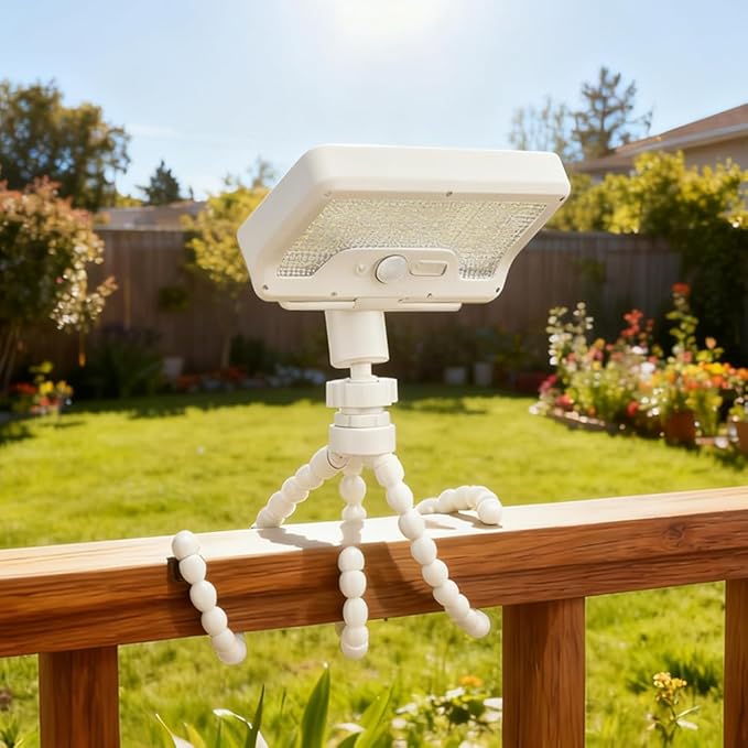 Solar Lights,Outdoor Solar Motion-Activated Light with Flexible Octopus Tripod 360° Can be Wrapped Around Tree Trunks,Dual Charging,Outdoor Sercurity Lights for Deck Fence, Garden (White)