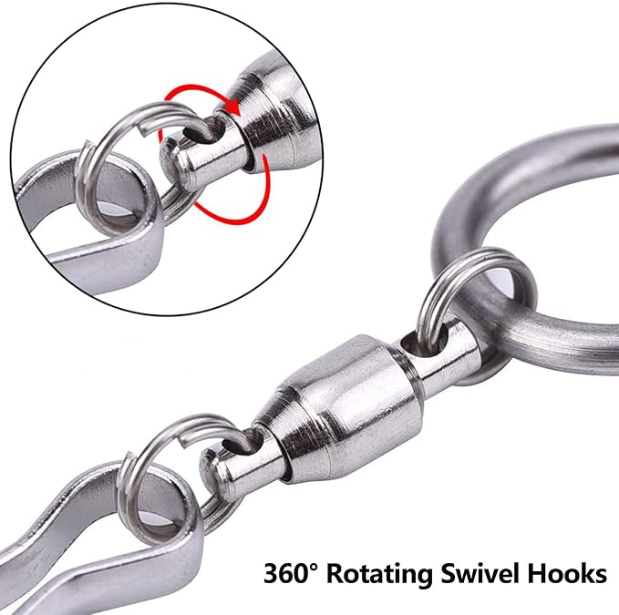 6 Pack 360 Swivel Hooks with 12.9in Extended Chain for Wind Spinner | Heavy Duty Rotating Hooks for Wind Chimes Windsock Crystal Twisters, Outdoor Metal Hanging Parts