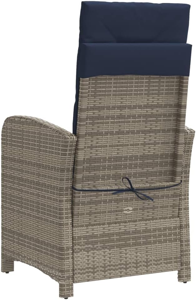 3 Piece Bistro Set with Cushions, Patio Conversation Set Porch Furniture Set Outdoor Sofa Set Front Porch Furniture for Poolside Garden Exhibition Negotiation Area Gray Poly Rattan