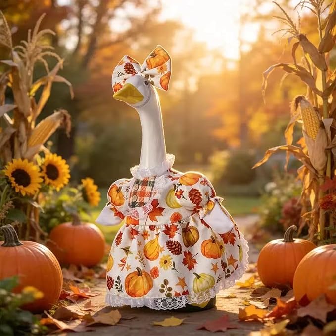 Porch Goose Outfit Set with Dress & Bow Accessories for 23" Goose Statue
