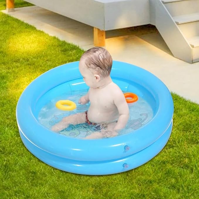 Garneck 2 Sets Inflatable Baby Swimming Pool, Kids Round Swimming Pool with Pump, Small Inflatable for Indoor Outdoor Play