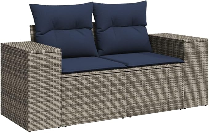 vidaXL Patio Sofa Set with Cushions 5 Piece, Outdoor Conversation Set, Sectional Sofa for Balcony Garden, Patio Furniture, Gray Poly Rattan