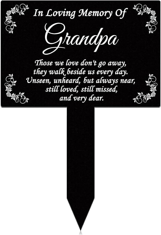 Memorial Metal Grave Marker Stake - Cemetery Garden Decor for Grandpa, Rust-Proof All-Weather Outdoor Yard Decoration, Remembrance Plaque for Gravesite