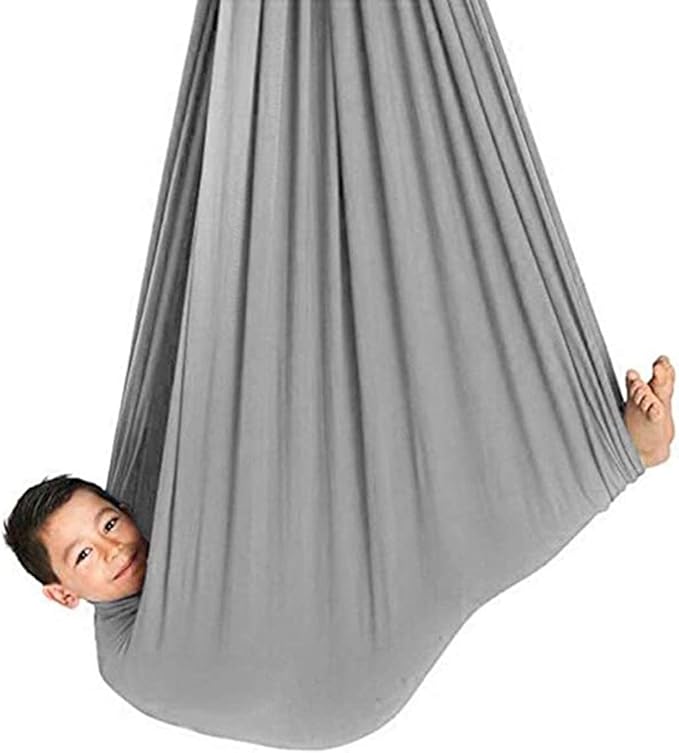Portable Swing Indoor Kids Therapy Swing for Children Cuddle Hammock Autism ADHD ADD Sensory Integration Up to 440lbs (Color : Gray, Size : 150 x 280 cm)
