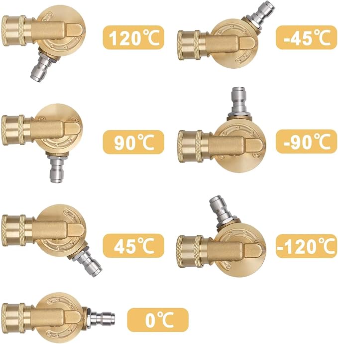 Pressure Washer Pivoting Coupler Kit - 240 Degree Rotation, Includes Gutter Cleaner Attachment, 7 Spray Nozzle Tips with Holder,1/4" Quick Connect - 4500 PSI