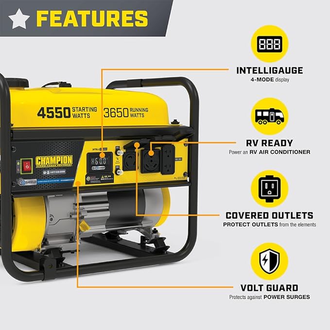 Champion 3650-Watt RV-Ready Portable Generator with CO Shield