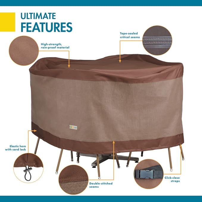 DUCKCOVERS Ultimate Water-Resistant 56 Inch Round Patio Table & Chair Set Cover, Outdoor Table and Chair Cover