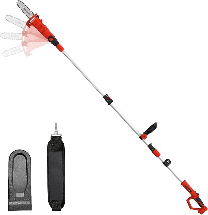 SHOHO Cordless Pole Saw Compatible with Milwaukee M18 Battery, Electric Pole Saws for Tree Trimming Battery Powered, Auto Lubrication System, Adjustable Pole Chainsaw (Battery not Included)