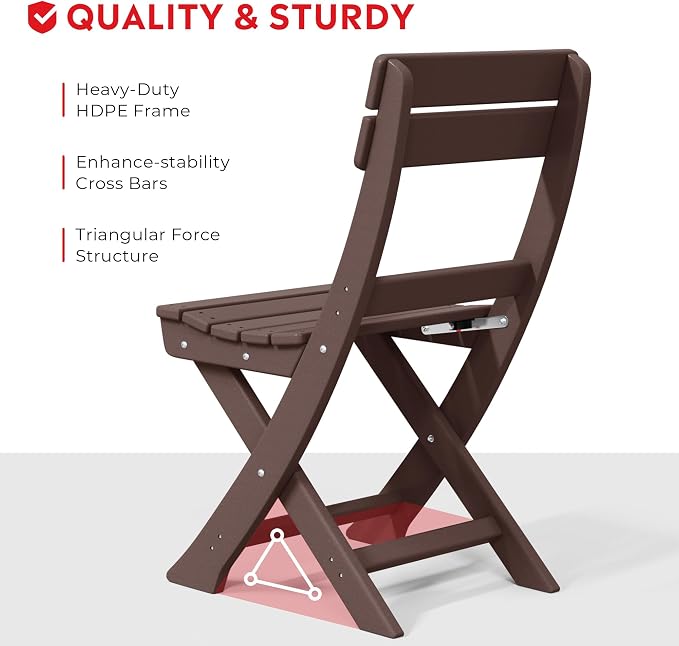 Costaelm Outdoor Bistro Table and Chairs Set of 2, Round Portable Folding Bar Height Barstool Set of 3, Tall Balcony Pub High Top Table 3 piece Patio Set for Deck, Backyard, Garden, Dark Brown