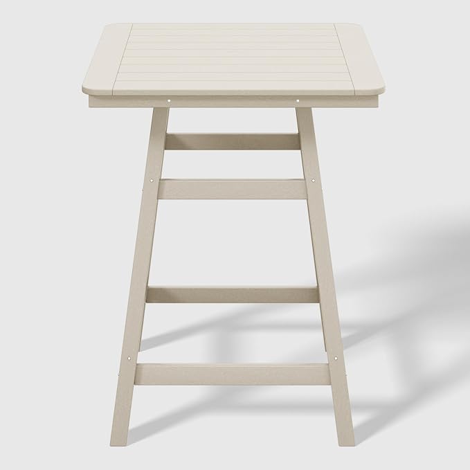 WestinTrends Malibu Square Outdoor Patio Counter High Bistro Bar Table with Umbrella Hole 37" Tall, Sand