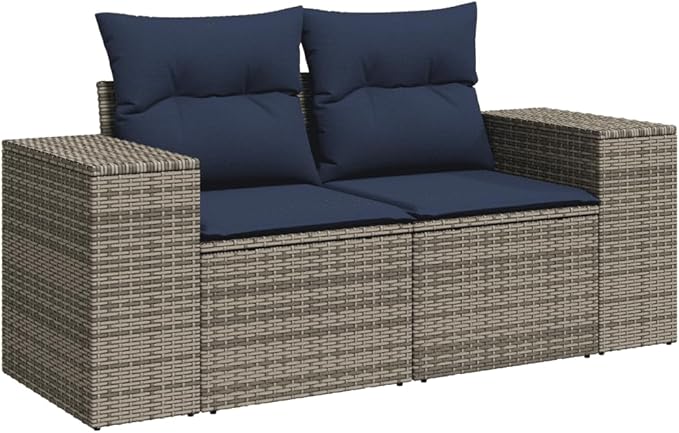 vidaXL Patio Sofa Set with Cushions 6 Piece, Outdoor Conversation Set, Sectional Sofa for Balcony Garden, Modern Style, Gray Poly Rattan