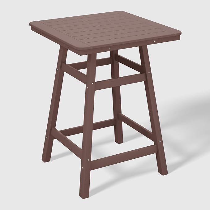 WestinTrends Malibu Square Outdoor Patio Counter High Bistro Bar Table with Umbrella Hole 37" Tall, Dark Brown
