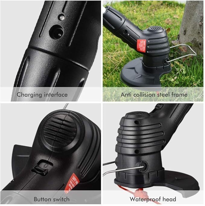 Newooh Garden Tool,Cordless String Trimmer Cordless Rechargeable Grass Trimmer String Grass Trimmer for Garden Lawn Weeding