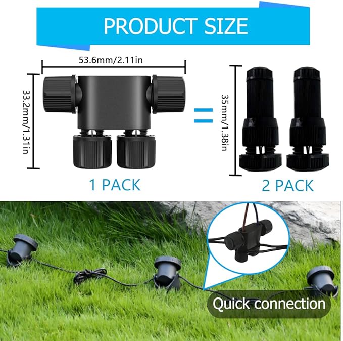 NETEHA 8 Pack Low Voltage Wire Connectors, 12-20 Gauge Landscape Light Cable Connector for Landscape Lighting, Garden Pathway Lights, Outdoor LED Lights