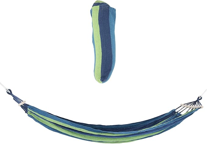 Camping Hammock with Hardwood Spreader Bar, Portable Outdoor Travel Hammock, Lightweight Canvas Hammock for Hiking Backpacking and Backyard Relaxation