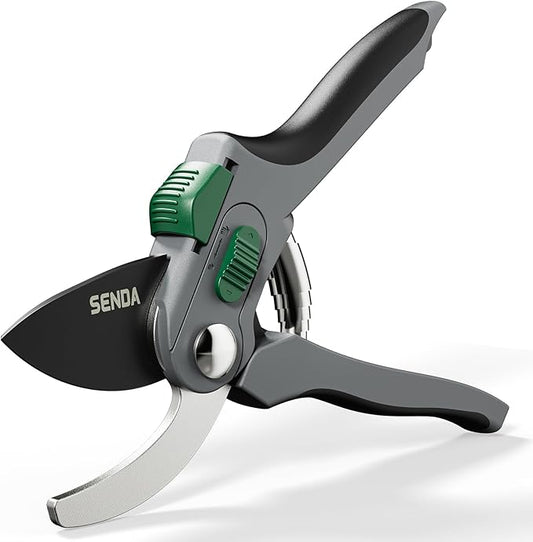 8" Bypass Pruning Shears, SK5 Steel Pruning Shears for Gardening, Garden Clippers with 2-Position Adjustable Jaw for Thick Branches, Landscaping