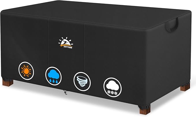 Zettum Outdoor Coffee Table Cover – Coffee Table Cover Rectangle Waterproof & Heavy Duty, Patio Table Covers for Side Tables, 600D Covers Provide All-Weather Protection - 48 x 26 x 18 Inch